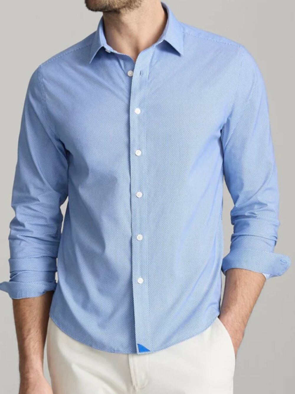 UNTUCKit Marlowe Long Sleeve Performance Button Down Large Slim Fit